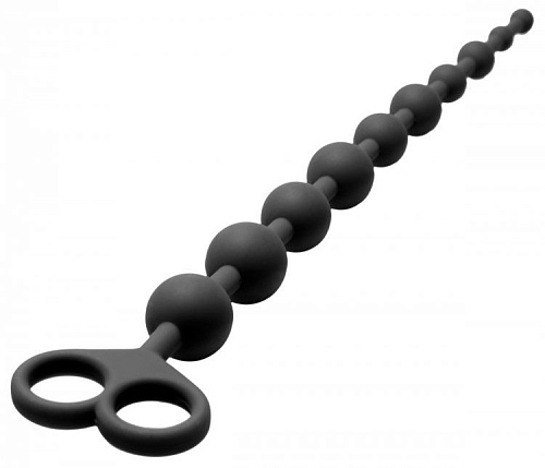 Чёрные анальные бусы XR Brands Captivate Me 10 Bead Silicone Anal Beads AE187 (34 см)