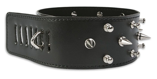 Чёрный широкий ошейник с шипами Пикантные штучки DP091