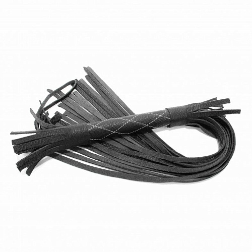 Аккуратная чёрная плетка из натуральной кожи БДСМ арсенал 54006