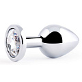Анальная пробка с прозрачным кристаллом Anal Jewelry Plug SILVER PLUG MEDIUM SM-01 (8,2 см)