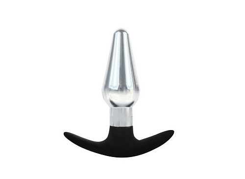 Серебристо-чёрная анальная металлическая пробка Bior toys IL-28002-SLV (9,6 см)