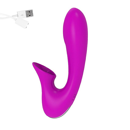 Фиолетовый фантазийный вибромассажёр с клиторальным стимулятором aixiASIA 0095