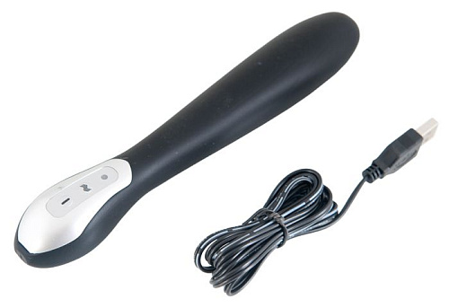 Чёрный силиконовый перезаряжаемый вибратор с 7 режимами вибрации Seven Creations 50855 (20 см)