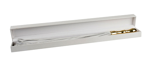 Белая плетка с покрытой золотом рукоятью Shots Media BV Luxury Whip18k-Gold plated OULM006