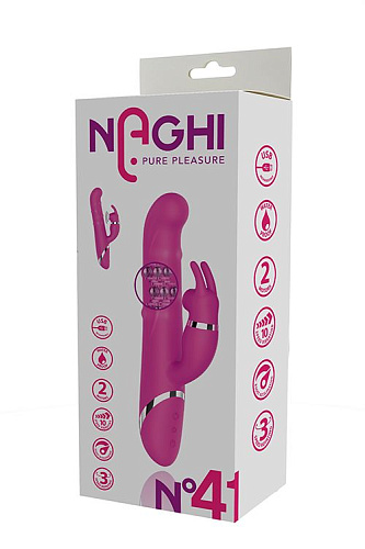 Розовый вибратор-кролик Tonga NAGHI NO.41 RECHARGEABLE DUO VIBRATOR 530041 (24 см)