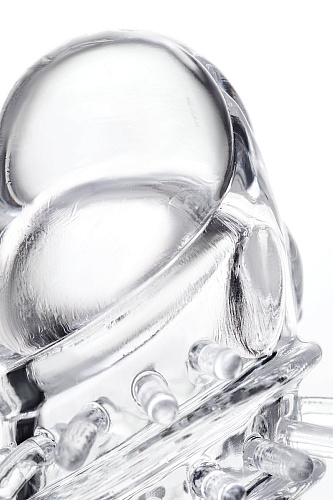 Прозрачная насадка на пенис с вибропулей и шипами A-toys TOYFA A-Toys 768014 (13,4 см)