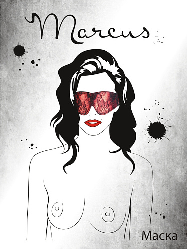 Красная кружевная маска на глаза с чёрными ремешками ToyFa 718002