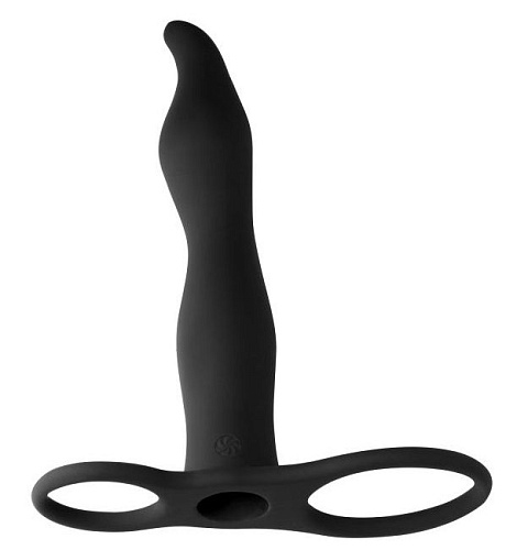 Чёрная вибронасадка для двойного проникновения Lola toys Flirtini 1204-01lola (15,9 см)