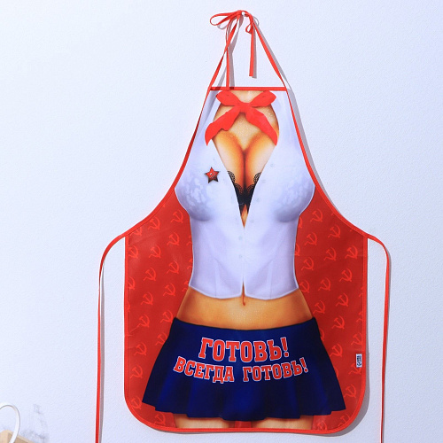 Красный сувенирный фартук Сима-Ленд «Готовь! Всегда готовь!» 838322