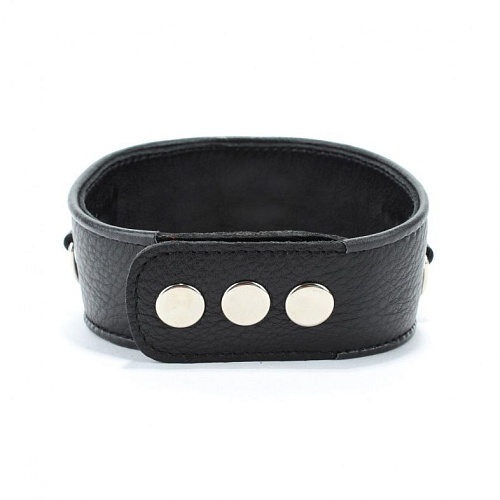 Чёрный кожаный ошейник для эротических игр БДСМ арсенал 55025