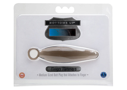 Анальная пробка среднего размера в дымчатом цвета Topco Sales Finger Rimmers с кольцом 1003386 (10 см)