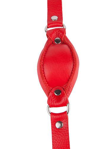 Красный кожаный кляп на регулируемых ремешках Sitabella 3093-2