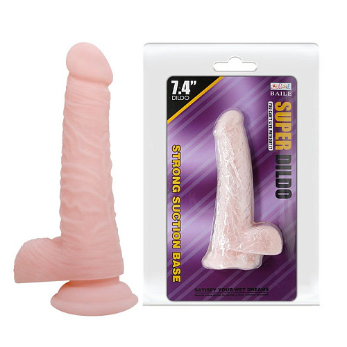Телесный фаллоимитатор с присоской Baile Super Dildo BW-008093N (18,8 см)