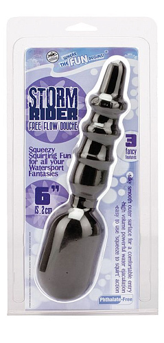 Чёрный анальный душ с рёбрышками NMC STORM RIDER 111524