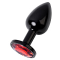 Чёрный анальный плаг с кристаллом красного цвета ToyFa 717007-59 (7,2 см)