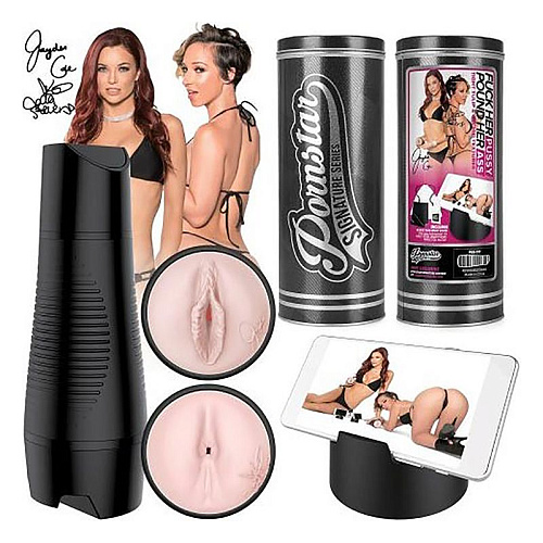 Мастурбатор PORNSTAR телесного цвета с 2 рукавами — анусом и вагиной Pornstar Pussy Jada Stevens,Jayden Cole PSS-011