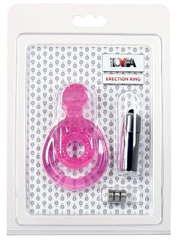 Розовая вибронасадка со стимулятор клитора ToyFa «Язычок» 888014