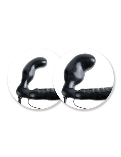 Чёрный фаллоимитатор с ручным насосом Pipedream Inflatable Vibrating Strapless Strap-On PD3956-23 (16,5 см)