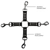 Чёрный крестообразный фиксатор Shots Media BV 4-way Leather Hogtie Cross Hogtie PAI001BLK