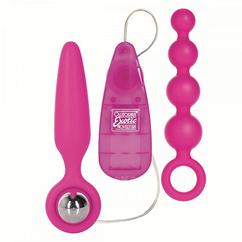 Набор розовых анальных стимуляторов с вибрацией California Exotic Novelties Booty Vibro Kits SE-0395-35-3