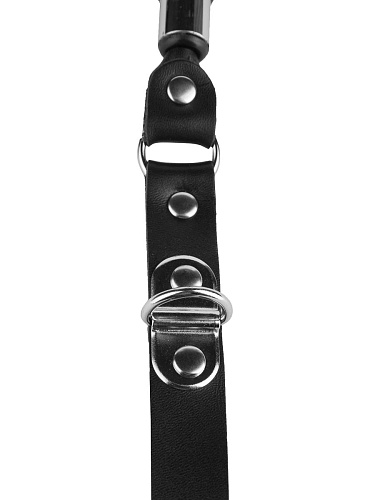 Чёрный кляп-трензель на кожаных ремешках с застёжкой Sitabella 3096-1