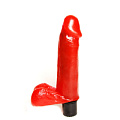 Красный гелевый вибратор-реалистик с мошонкой Сумерки богов 322-02 BX DD (15 см)
