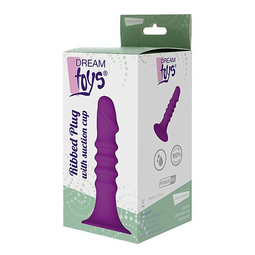 Фиолетовый анальный стимулятор Dream Toys RIBBED PLUG 21443 (13,5 см)