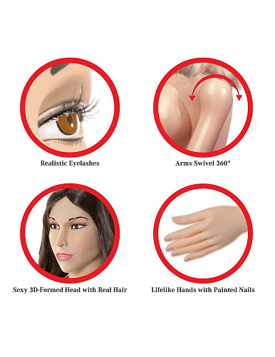 Кукла надувная телесного цвета Pipedream PDX Dollz Kneeling Nikki RD303