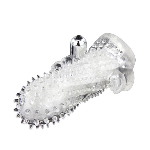 Прозрачная насадка-удлинитель с пупырышками, усиками и вибрацией Baile BI-026205-0702