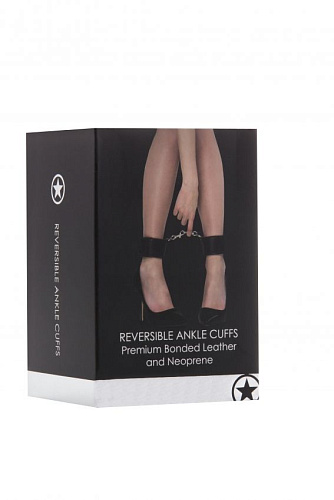 Чёрные двусторонние оковы на ноги Reversible Ankle Cuffs Shots Media BV OU190BLK