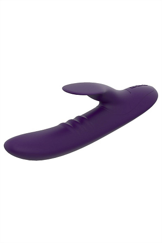 Фиолетовый вибратор с клиторальным стимулятором Nalone Peri CS-B037-1 (23,3 см)