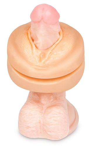 Телесный двусторонний мини-мастурбатор ФлешНаш копия вагины и попки Ангелины Дорошенковой FND2019BL