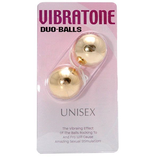 Золотистые вагинальные шарики Seven Creations Vibratone dua-balls 7224GD
