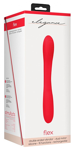 Красный двухсторонний вибратор Shots Media BV Flex ELE016RED (21,5 см)