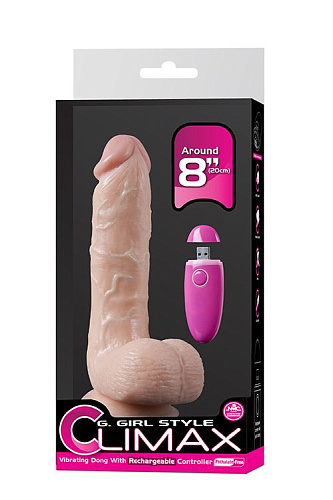 Телесный перезаряжаемый вибратор NMC G-GIRL 8INCH PVC RECHARGEABLE VIBRATOR 111729 (20 см)