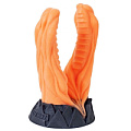 Дизайнерский стимулятор оранжевого цвета с двумя стволами Erasexa «Анаконда» zoo20 (22 см)