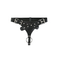Чёрные трусики для страпона с фиксацией в виде кольца Пикантные штучки DP334 (размер S-M-L)