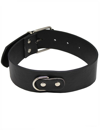 Чёрный ошейник с карабином и поводком Eroticon P3346B