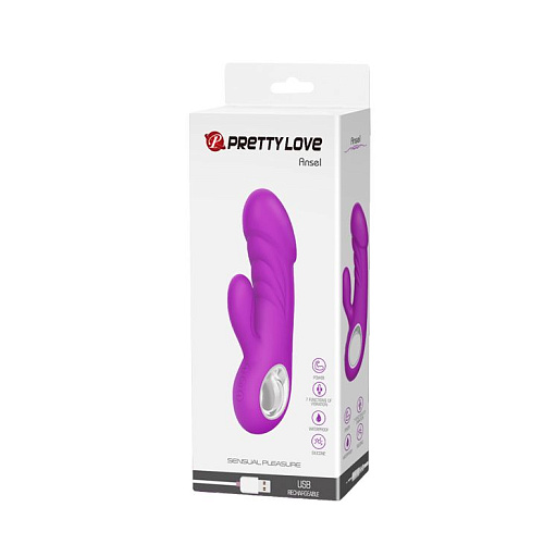 Лиловый вибратор с клиторальным отростком Baile Ansel BI-014534 (15,8 см)