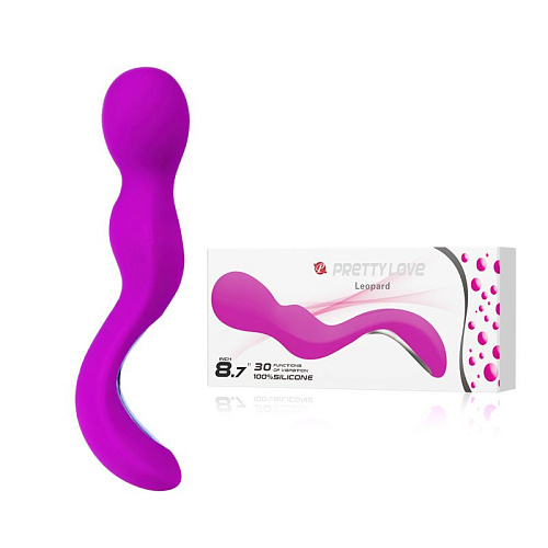 Лиловый вибромассажёр с изогнутым тельцем Baile Leopard BI-014307 (22,5 см)