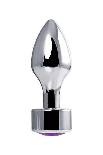 Серебристая анальная пробка с фиолетовым кристаллом Штучки-дрючки 690124 (9,5 см)