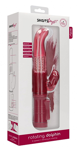 Красный вибратор-кролик Shots Media BV Rotating Dolphin SHTO004RED (23 см)