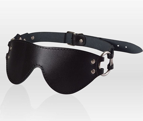 Чёрная маска из натуральной кожи с велюровой подкладкой Sitabella 3174-1