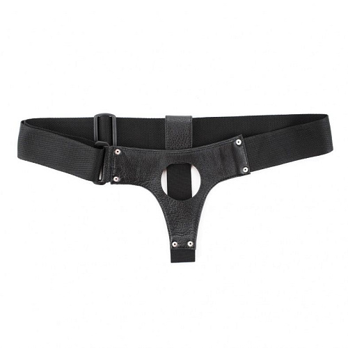 Чёрные кожаные трусики для больших насадок БДСМ арсенал 52010ars