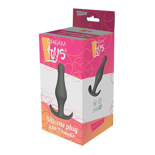 Серый удлиненный анальный стимулятор Dream Toys PLUG WITH T-HANDLE 21454 (12,7 см)