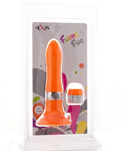 Оранжевый водонепроницаемый вибратор на присоске со сменной панелью управления Sexus 931009-11 (19 см)