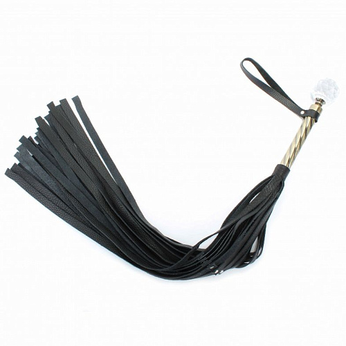 Чёрная эксклюзивная плеть с металлической ручкой БДСМ арсенал 54017