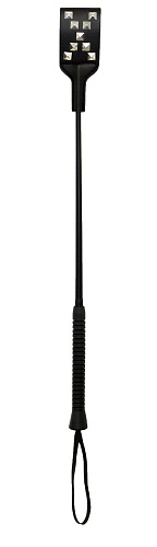 Чёрный стек с полиуретановым шлепком с пуклями Blush Novelties Paddle with Metal Studs 520076 (54 см)