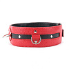 Чёрно-красный кожаный ошейник увеличенного размера БДСМ арсенал 55002xl