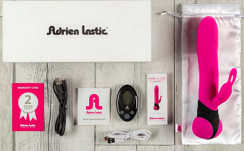 Розовый массажёр с клиторальным стимулятором Adrien Lastic BONNIE CLYDE 10753 (22,6 см)